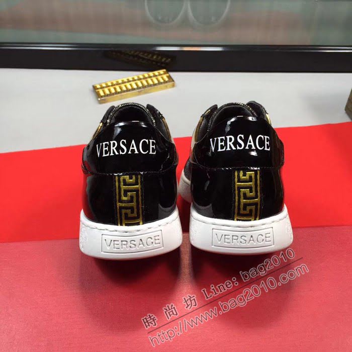 VERSACE男鞋 簡約經典 漆牛皮 最新時尚休閒男鞋 範思哲男板鞋  jpx1280